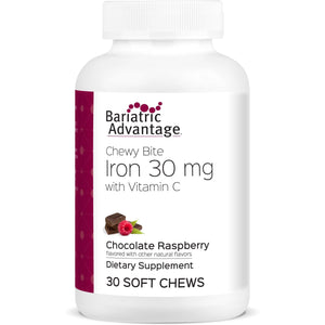 Bariatric Advantage - Iron Chewy Bite - Natural Chocolate Raspberry - Sugar-Free - 30mg - 30 Count - Vitamins & Minerals - Nashua Nutrition