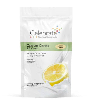 Celebrate Vitamins - Calcium Citrate - Soft Chews - Lemon Cream - 500mg - 90 Chews - Vitamins & Minerals - Nashua Nutrition