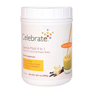 Celebrate Vitamins - Essential Multi 4 in 1 - Vanilla Cake Batter - Multivitamin, Calcium & Protein Shake - 14 Serving Jug - Protein Powders - Nashua Nutrition