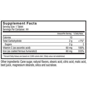 Celebrate Vitamins - Iron+C - 60mg - Chewable - Berry - 30 Tablets - Vitamins & Minerals - Nashua Nutrition