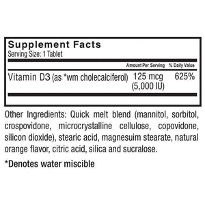 Celebrate Vitamins - Vitamin D 5000 IU - Quick-Melt - Orange - 90 Tablets - Vitamins & Minerals - Nashua Nutrition