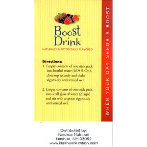 HealthSmart Energy Boost Drink Mix - Mixed Berry - 21 Packets/Box - Diet Supplements - Nashua Nutrition