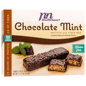 HealthSmart Protein & Fiber Divine Bars - Chocolate Mint Crisp, 7 Bars/Box - Protein Bars - Nashua Nutrition