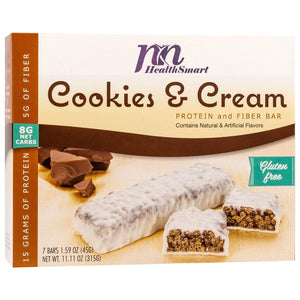 HealthSmart Protein & Fiber Divine Bars - Cookies and Cream, 7 Bars/Box - Protein Bars - Nashua Nutrition