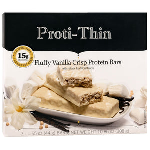 Proti-Thin Protein Bars VLC - Fluffy Vanilla Crisp, 7 Bars/Box - Protein Bars - Nashua Nutrition
