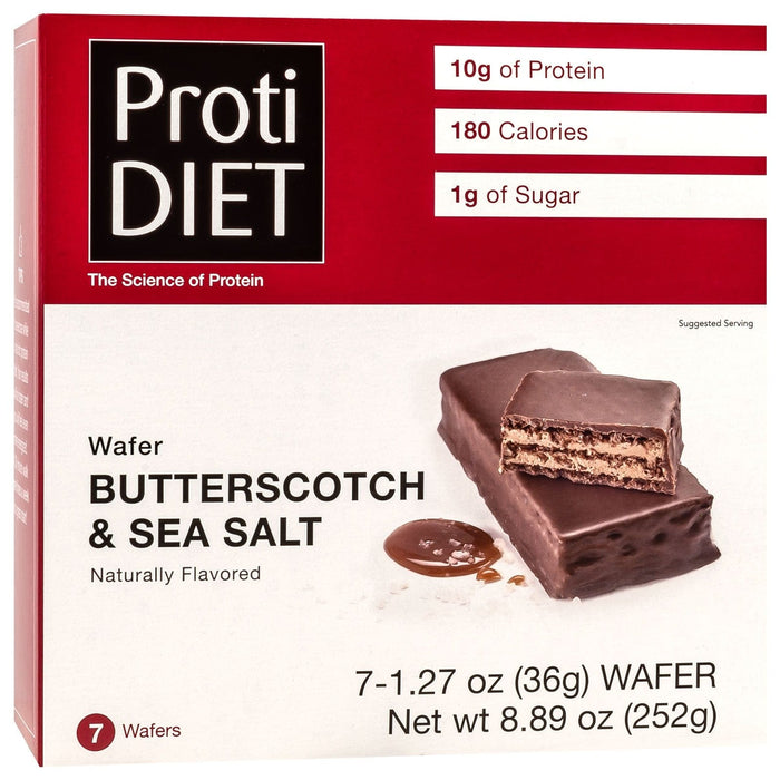 ProtiDiet Protein Wafer Bars - Butterscotch & Sea Salt, 7 Bars/Box