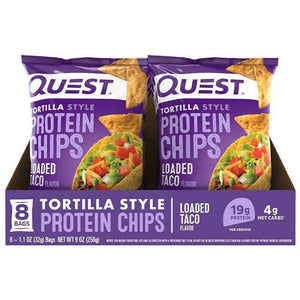 Quest Nutrition - Tortilla Protein Chips - Loaded Taco - Box of 8 - Snacks & Desserts - Nashua Nutrition