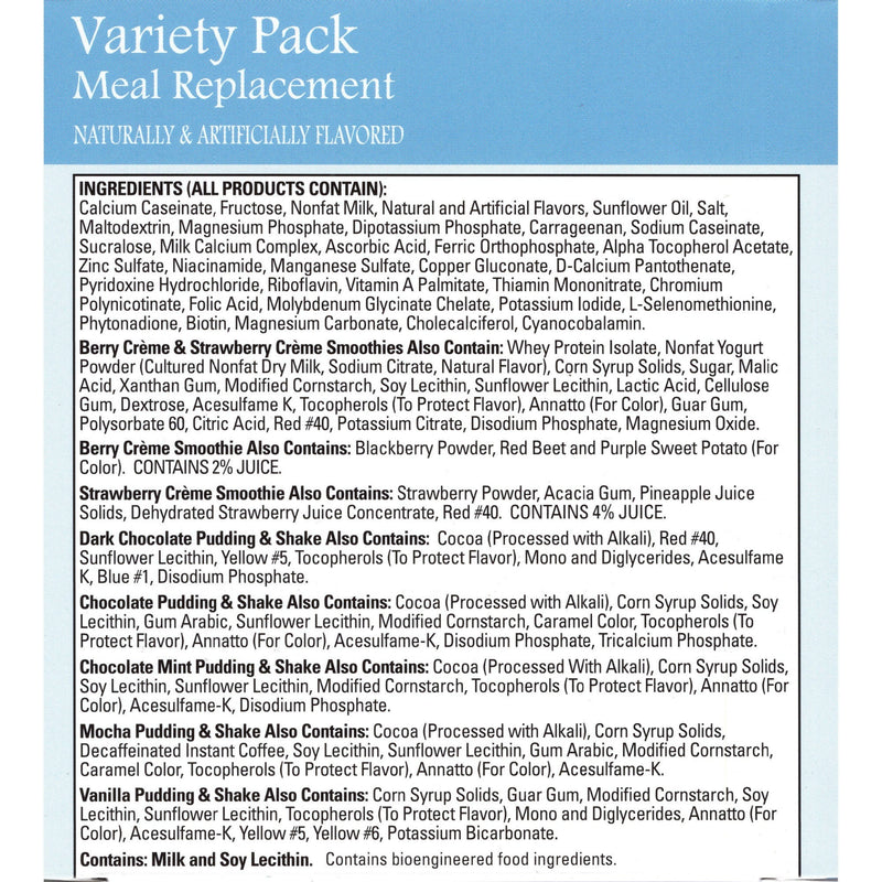 Variety Pack Protein Meal Replacements Weight Loss Systems