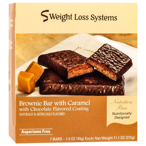 Weight Loss Systems Protein Snack Bars - Brownie Bar with Caramel, 7 Bars/Box - Protein Bars - Nashua Nutrition