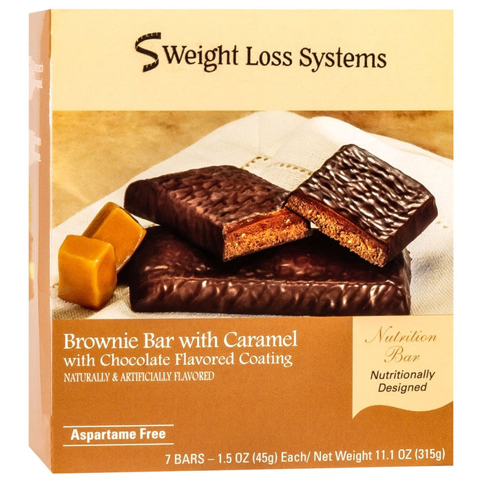 Weight Loss Systems Protein Snack Bars - Brownie Bar with Caramel, 7 Bars/Box