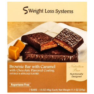 Weight Loss Systems Protein Snack Bars - Brownie Bar with Caramel, 7 Bars/Box - Protein Bars - Nashua Nutrition