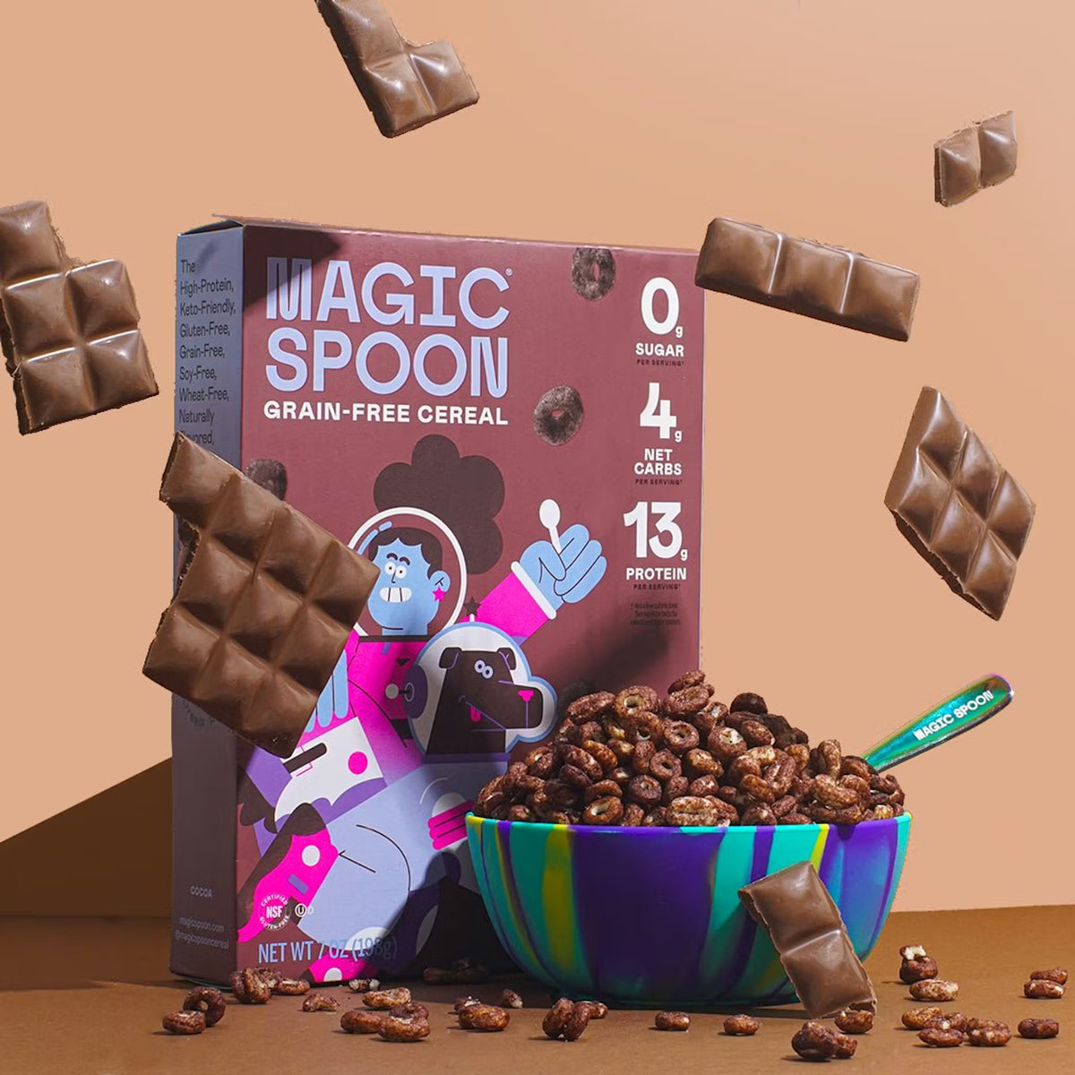 Magic Spoon High Protein Cereal | Cocoa | 1 Box of 5 Servings - Nashua Nutrition