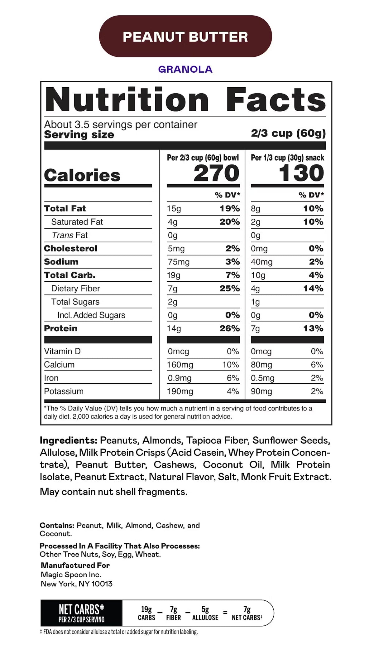 Magic Spoon Protein Granola | Peanut Butter | 1 Bag of 3.5 Servings - Nashua Nutrition