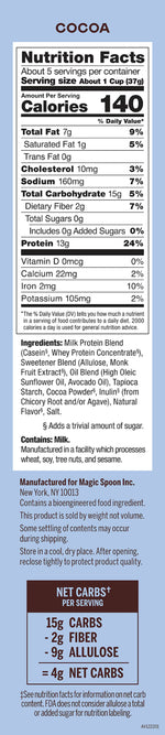 Magic Spoon High Protein Cereal | Cocoa | 1 Box of 5 Servings - Nashua Nutrition