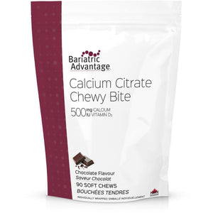 Bariatric Advantage - Calcium Citrate Chewy Bites - Chocolate - 500mg - 90 Count - Vitamins & Minerals - Nashua Nutrition