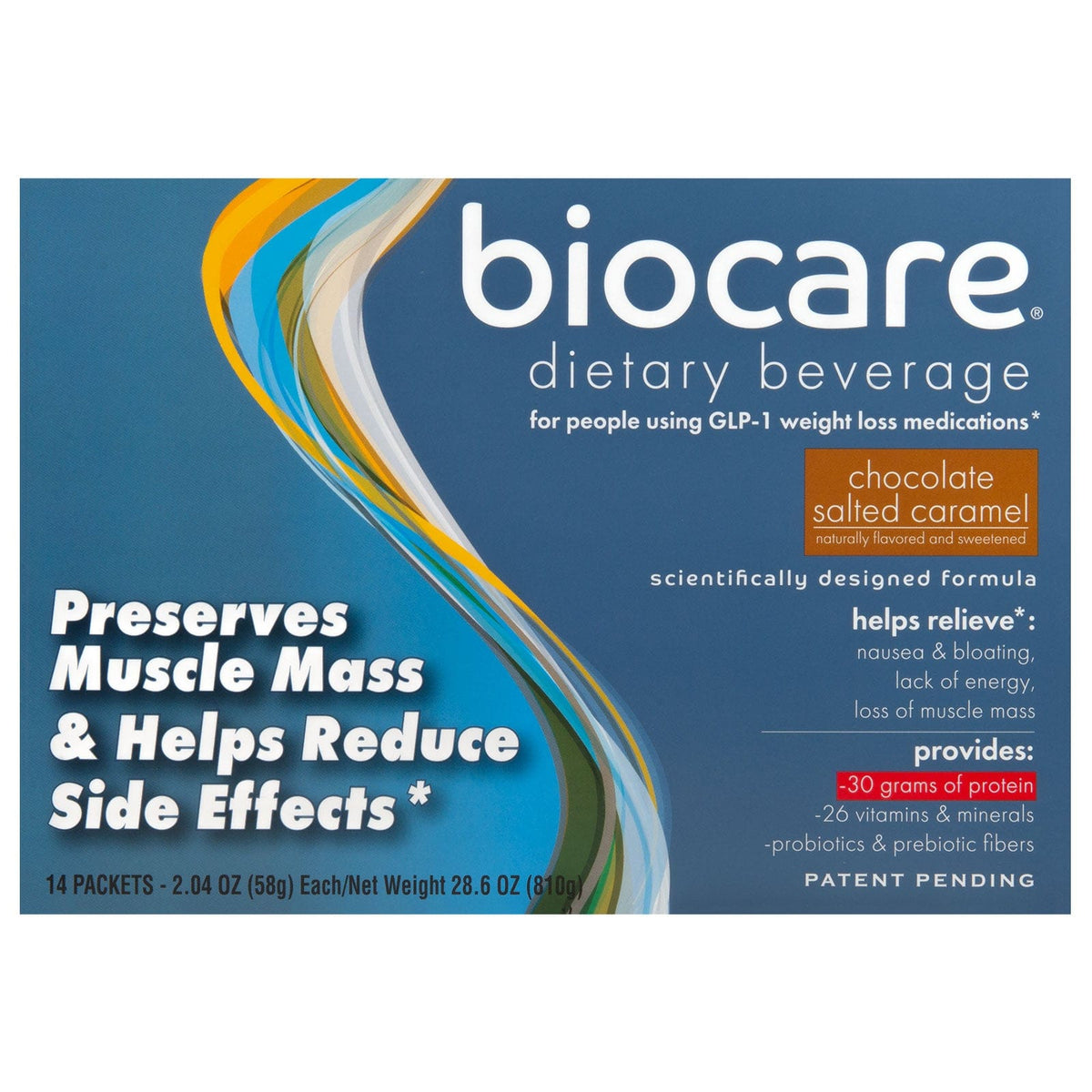 Biocare 30G Protein GLP-1 Friendly Nutrition Shake - Chocolate Salted Caramel (14-Count) - Nashua Nutrition