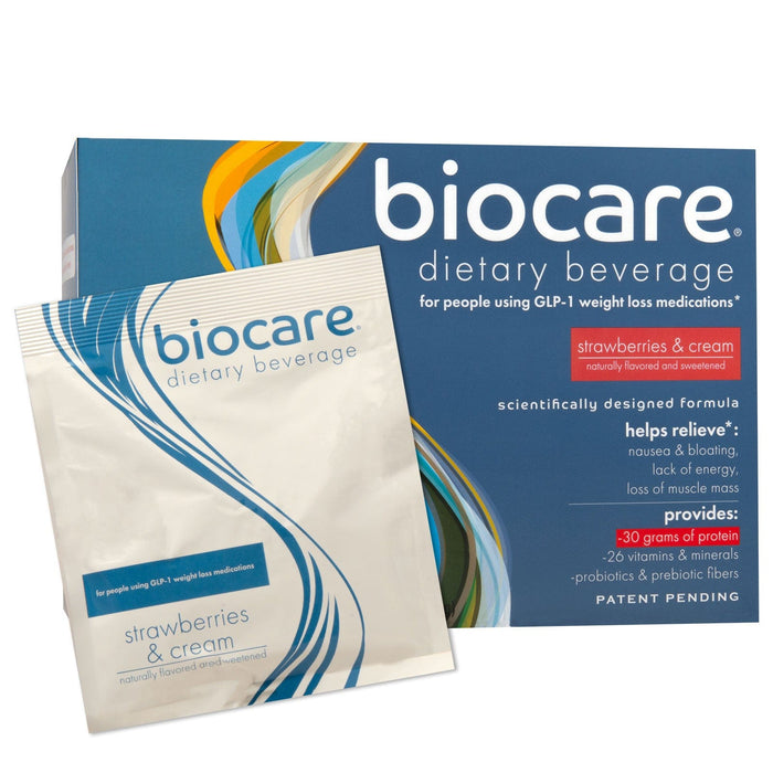 Biocare 30G Protein GLP-1 Friendly Nutrition Shake - Strawberries and Creme (14-Count)