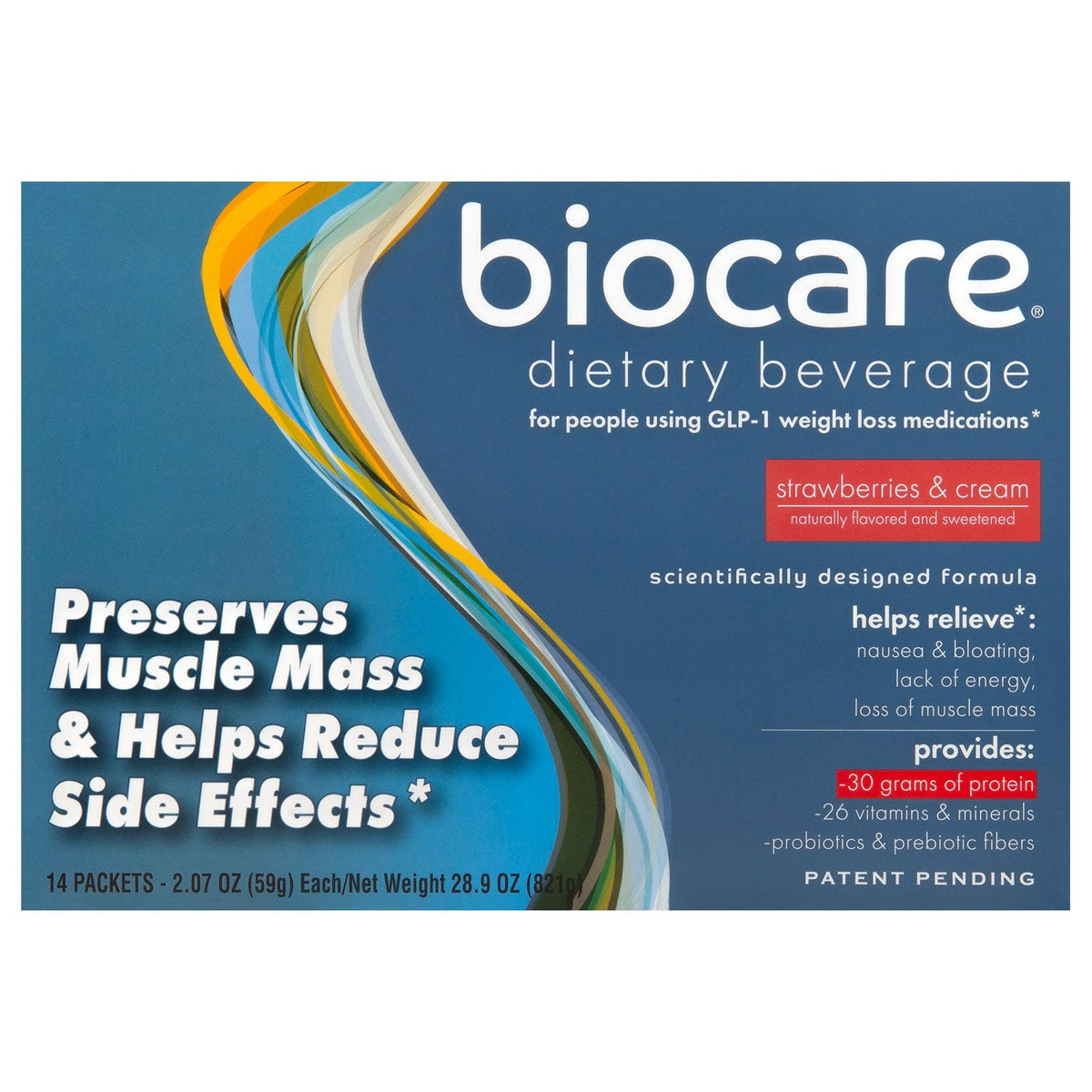 Biocare 30G Protein GLP-1 Friendly Nutrition Shake - Strawberries and Creme (14-Count) - Nashua Nutrition
