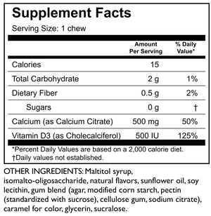 Celebrate Vitamins - Calcium Citrate - Soft Chews - Caramel - 500mg - 90 Chews - Vitamins & Minerals - Nashua Nutrition