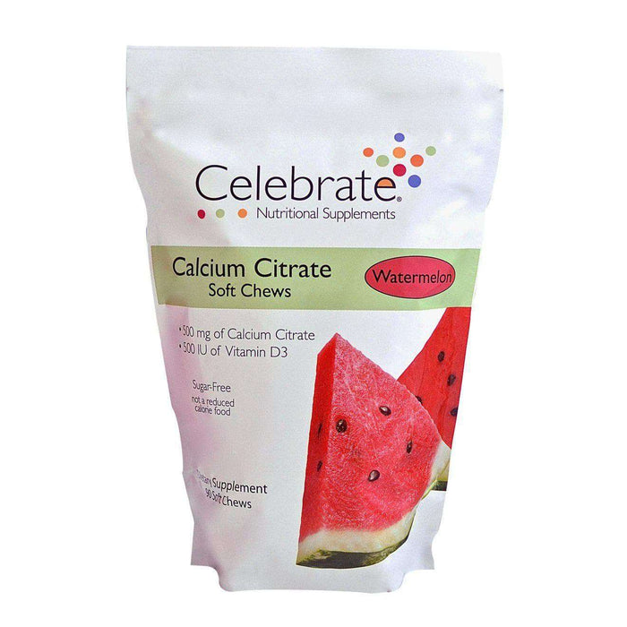 Celebrate Vitamins - Calcium Citrate - Soft Chews - Watermelon - 500mg - 90 Chews