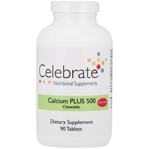 Celebrate Vitamins - Calcium PLUS 500 - Chewable - Cherry Tart - 90 Tablets - Vitamins & Minerals - Nashua Nutrition