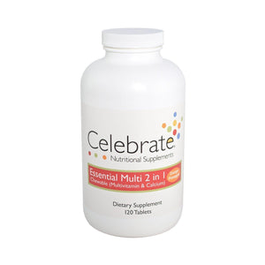 Celebrate Vitamins - Essential Multi 2 in 1 - Chewable - Orange-Pineapple - 120 Tablets - Vitamins & Minerals - Nashua Nutrition