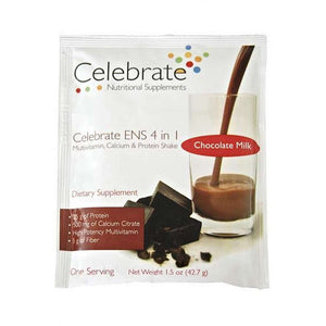 Celebrate Vitamins - Essential Multi 4 in 1 - Chocolate Milk - Multivitamin, Calcium & Protein Shake - 15 Packets/Box - Nashua Nutrition