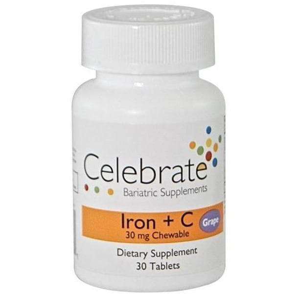 Celebrate Vitamins - Iron+C - 30mg - Chewable - Grape - 30 Tablets