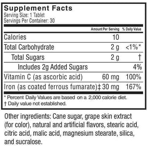 Celebrate Vitamins - Iron+C - 30mg - Chewable - Grape - 30 Tablets - Vitamins & Minerals - Nashua Nutrition