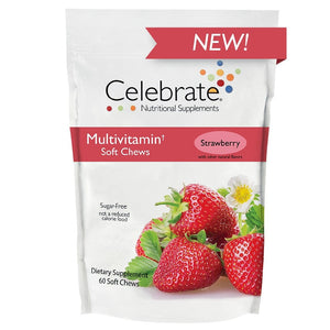 Celebrate Vitamins - Multivitamin - Soft Chews - Strawberry - 60 Chews - Vitamins & Minerals - Nashua Nutrition