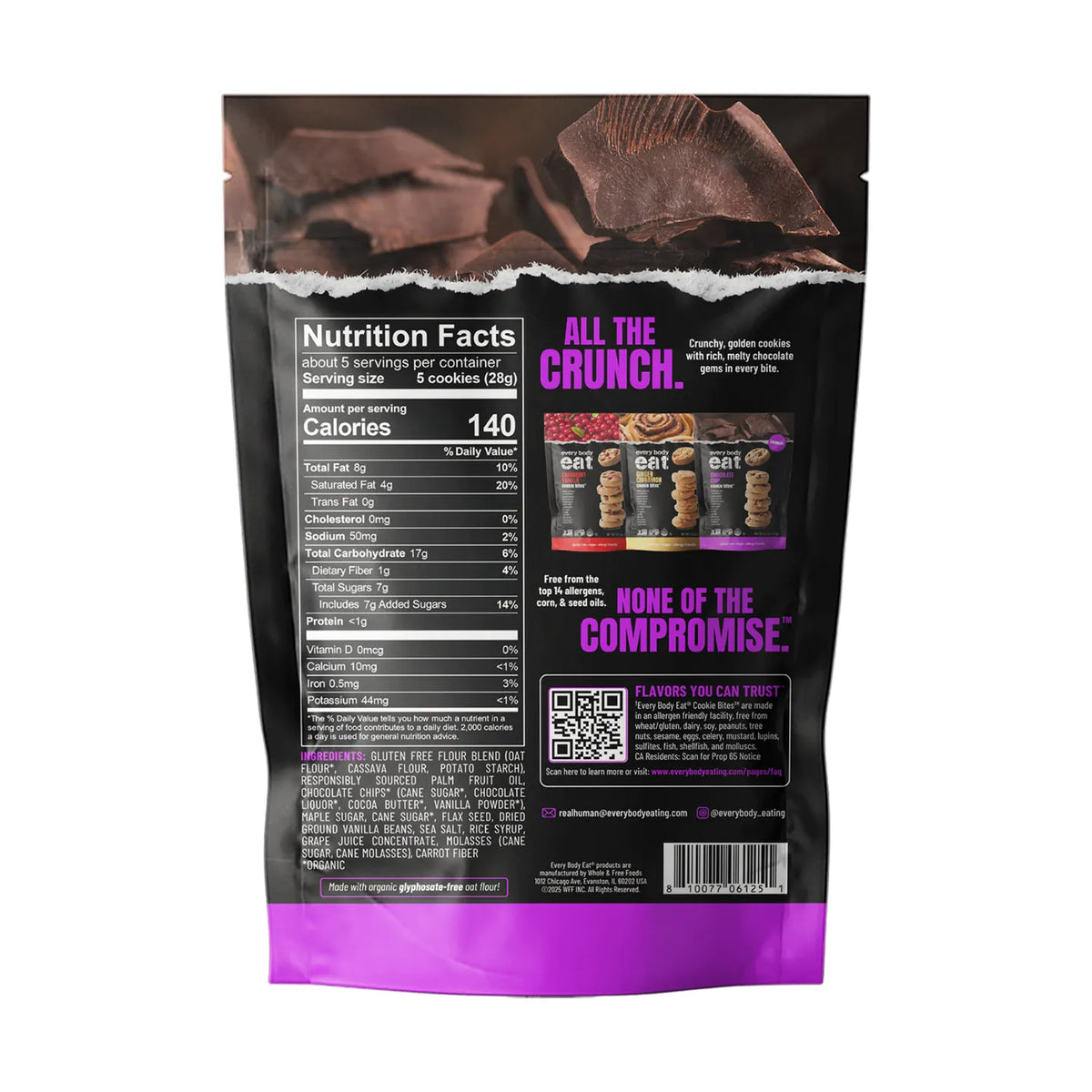 Every Body Eat Cookie Bites - Chocolate Chip - 1 oz or 5 oz Bag - Nashua Nutrition