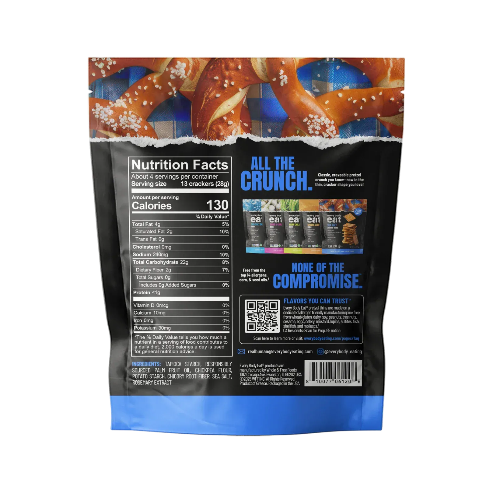Every Body Eat Pretzel Thins | Sea Salt | 1 Bag of 4 Servings - Nashua Nutrition