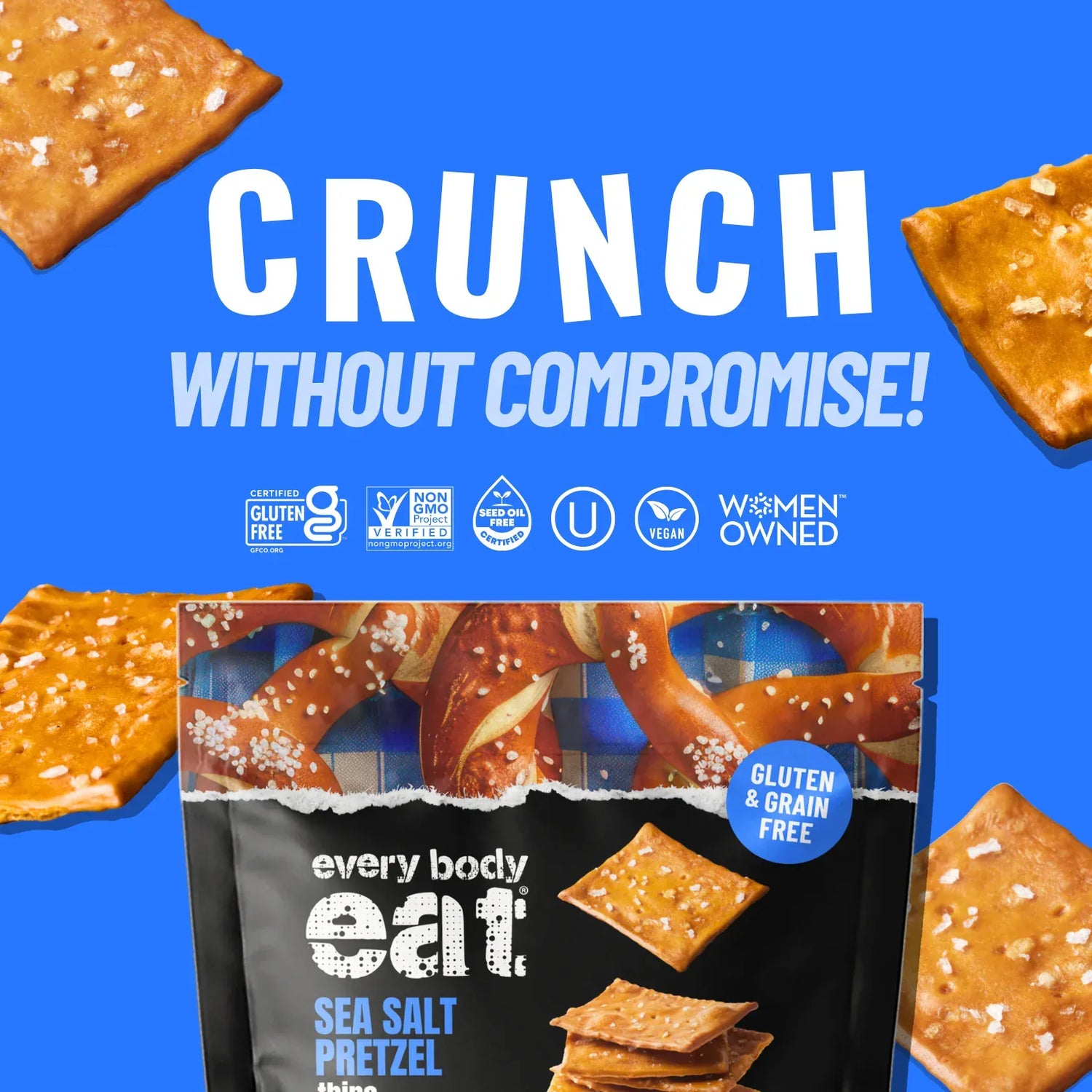 Every Body Eat Pretzel Thins | Sea Salt | 1 Bag of 4 Servings - Nashua Nutrition