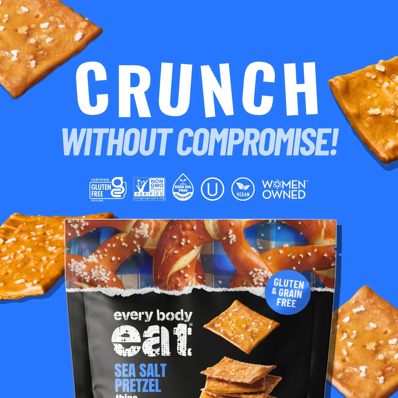 Every Body Eat Pretzel Thins | Sea Salt | 1 Bag of 4 Servings - Nashua Nutrition