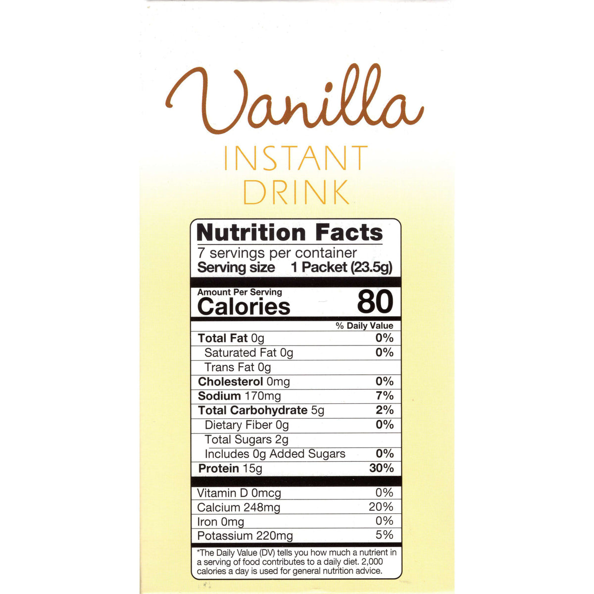 HealthSmart Cold Drink - Instant Vanilla Drink - 7/Box - Cold Drinks - Nashua Nutrition