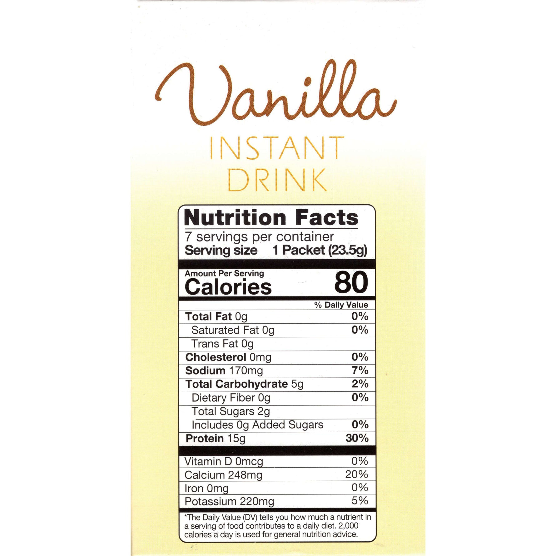 HealthSmart Cold Drink - Instant Vanilla Drink - 7/Box - Cold Drinks - Nashua Nutrition