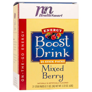 HealthSmart Energy Boost Drink Mix - Mixed Berry - 21 Packets/Box - Diet Supplements - Nashua Nutrition