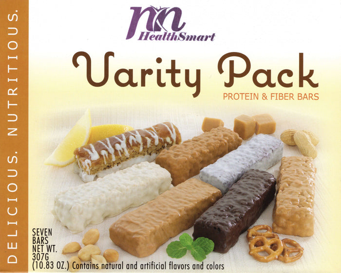 HealthSmart Protein & Fiber Divine Bars - Variety Pack, 7 Bars/Box
