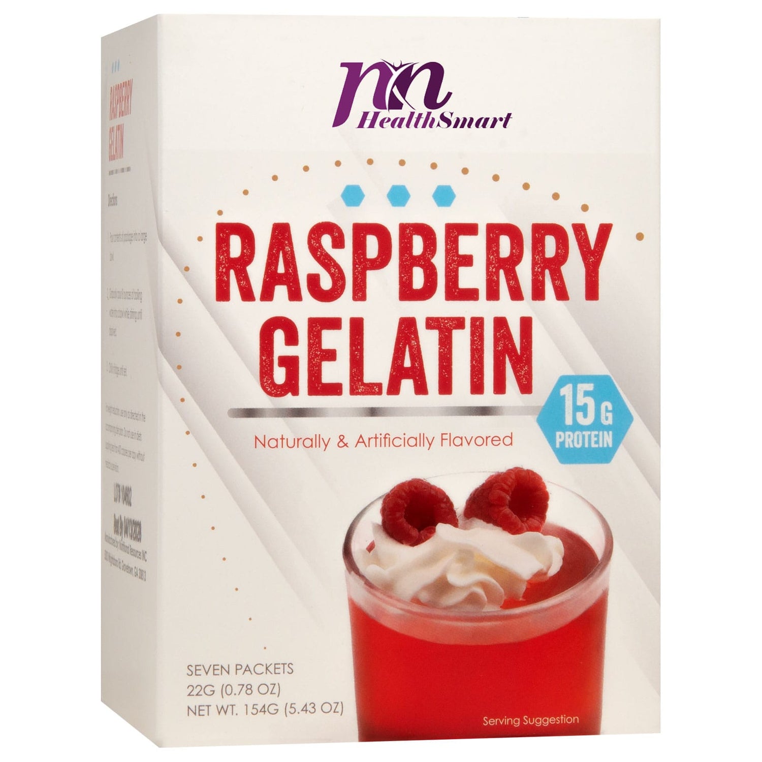 HealthSmart Protein Gelatin - Raspberry - 7/Box - Nashua Nutrition