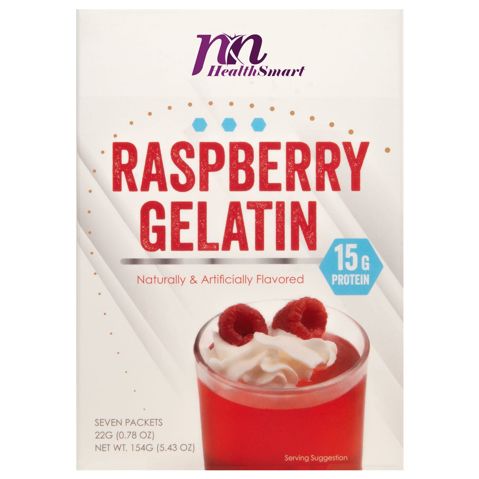 HealthSmart Protein Gelatin - Raspberry - 7/Box - Nashua Nutrition