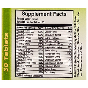 HealthSmart Supplement - Multi-Vitamin & Multimineral - 30 Tablets - Vitamins & Minerals - Nashua Nutrition