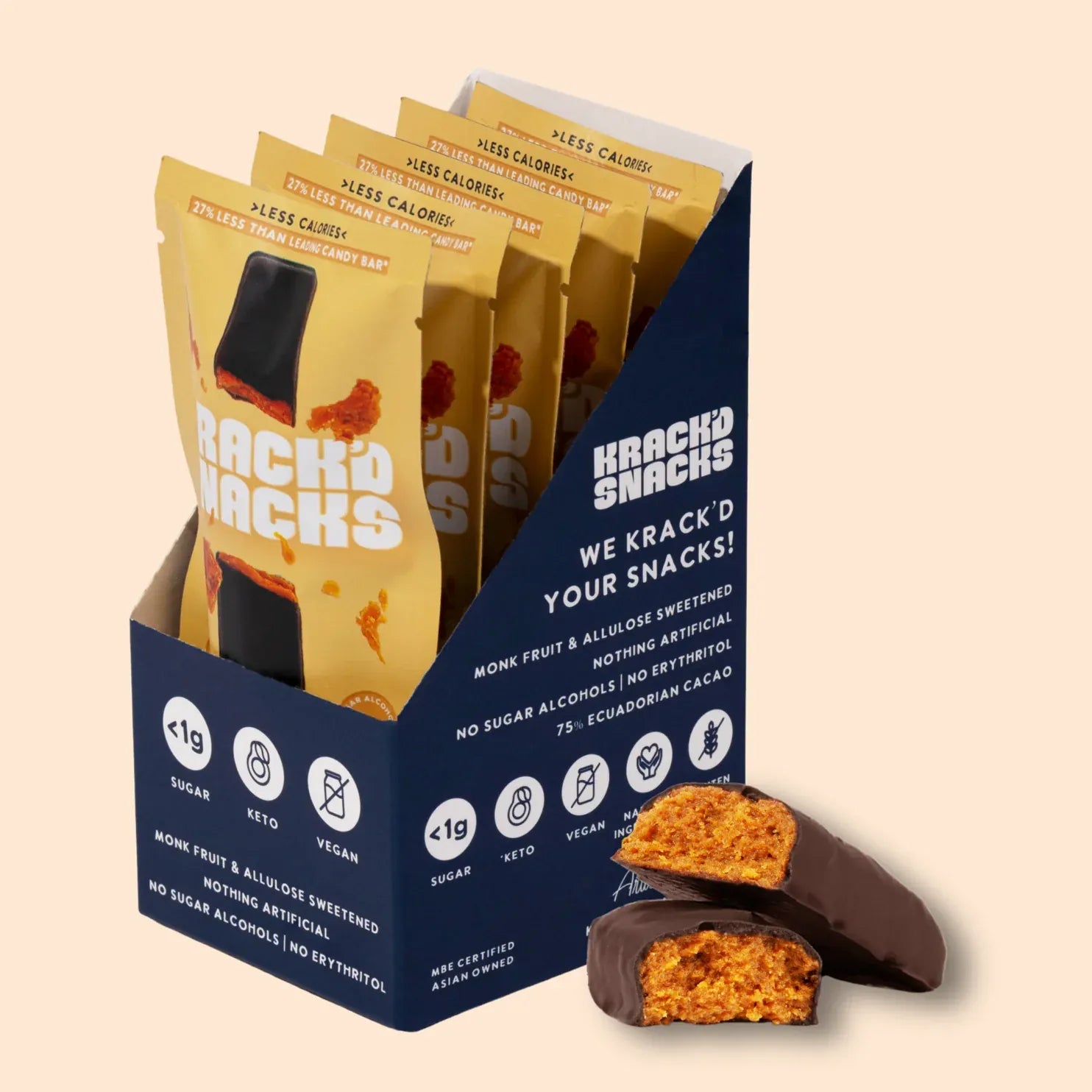 Krack'd Snacks - Protein Candy Bar - Peanut Butter Caramel Crunch  (1 Bar or Box of 5) - Nashua Nutrition