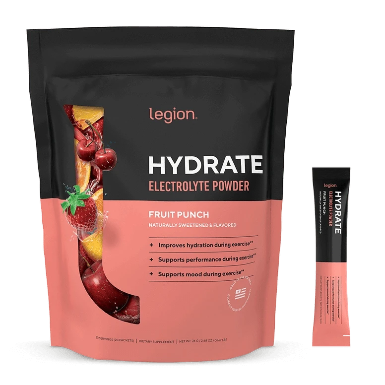 Legion Hydrate Electrolyte Powder - Fruit Punch (20 Packets) - Nashua Nutrition