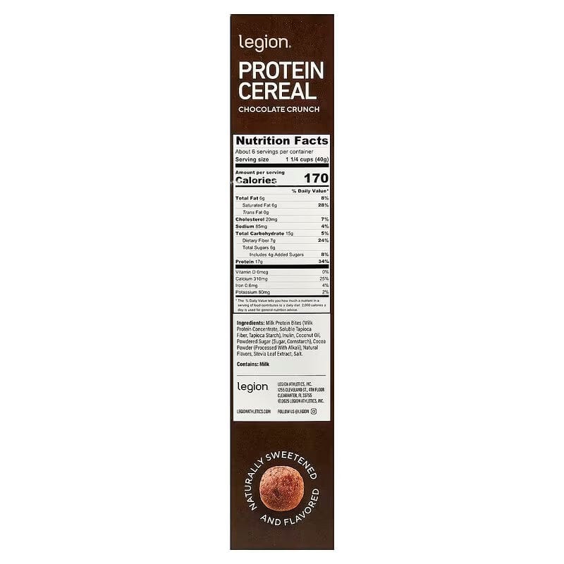 Legion - Protein Cereal - Chocolate Crunch (1 Box/6 Servings) - Nashua Nutrition