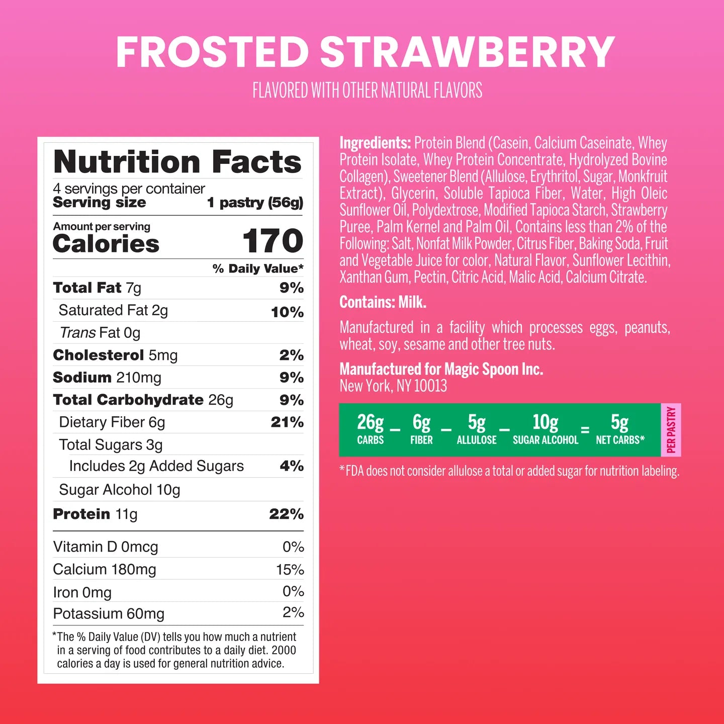 Magic Spoon Protein Pastries - Frosted Strawberry - 4/Box - Nashua Nutrition