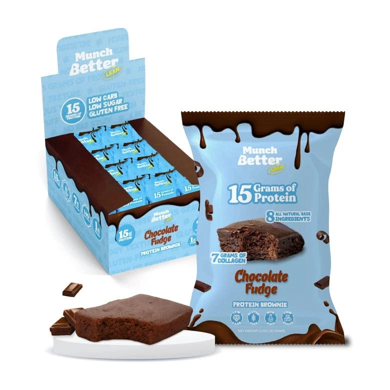 Munch Better LEAN - Protein Brownie - Chocolate Fudge (1 Brownie or Box of 12) - Nashua Nutrition