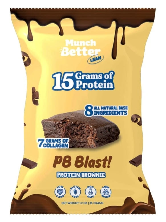 Munch Better LEAN - Protein Brownie - Peanut Butter Blast (1 Brownie or Box of 12) - Nashua Nutrition