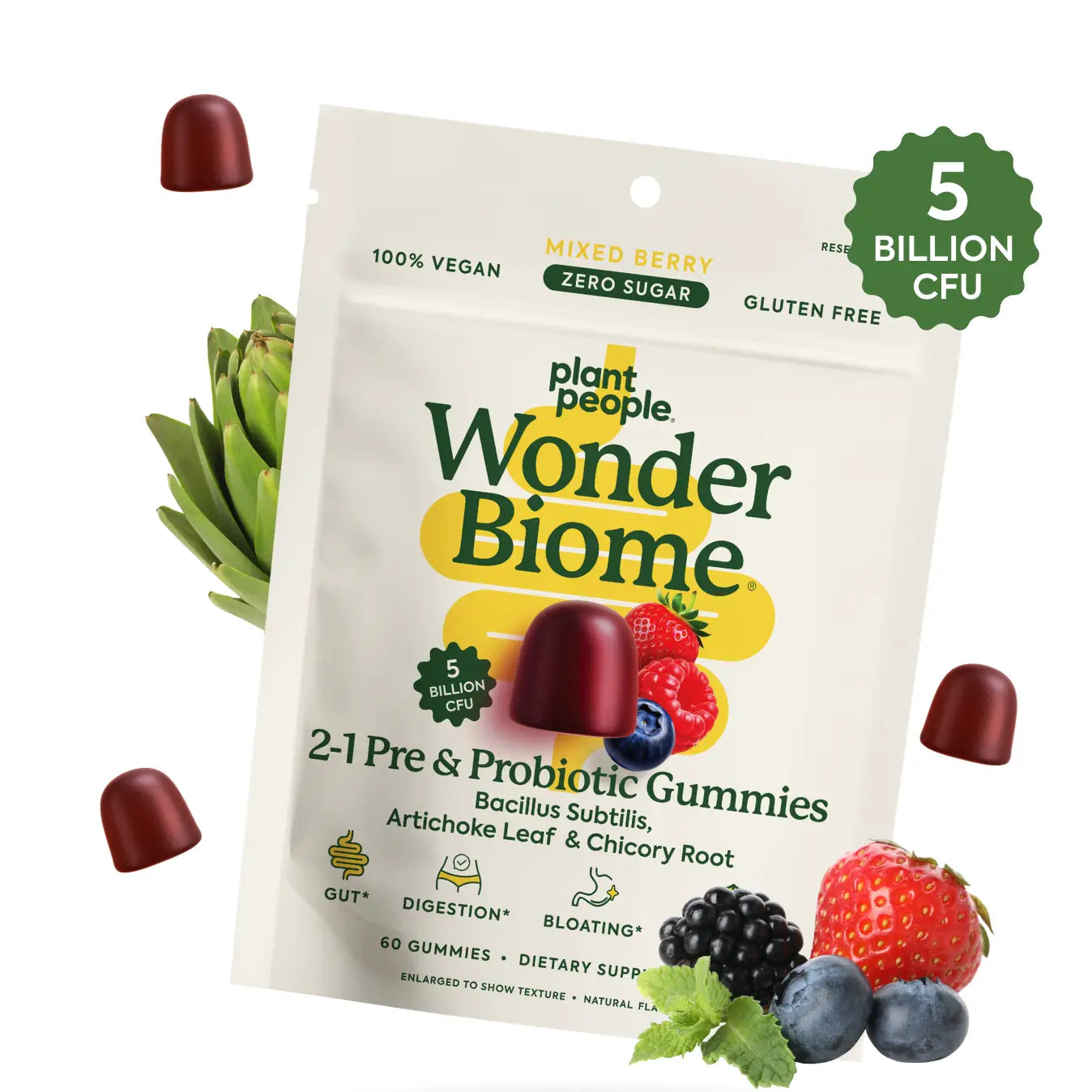 Plant People Wonder Biome Pre and Probiotic Gummies - Mixed Berry - 60ct - Nashua Nutrition