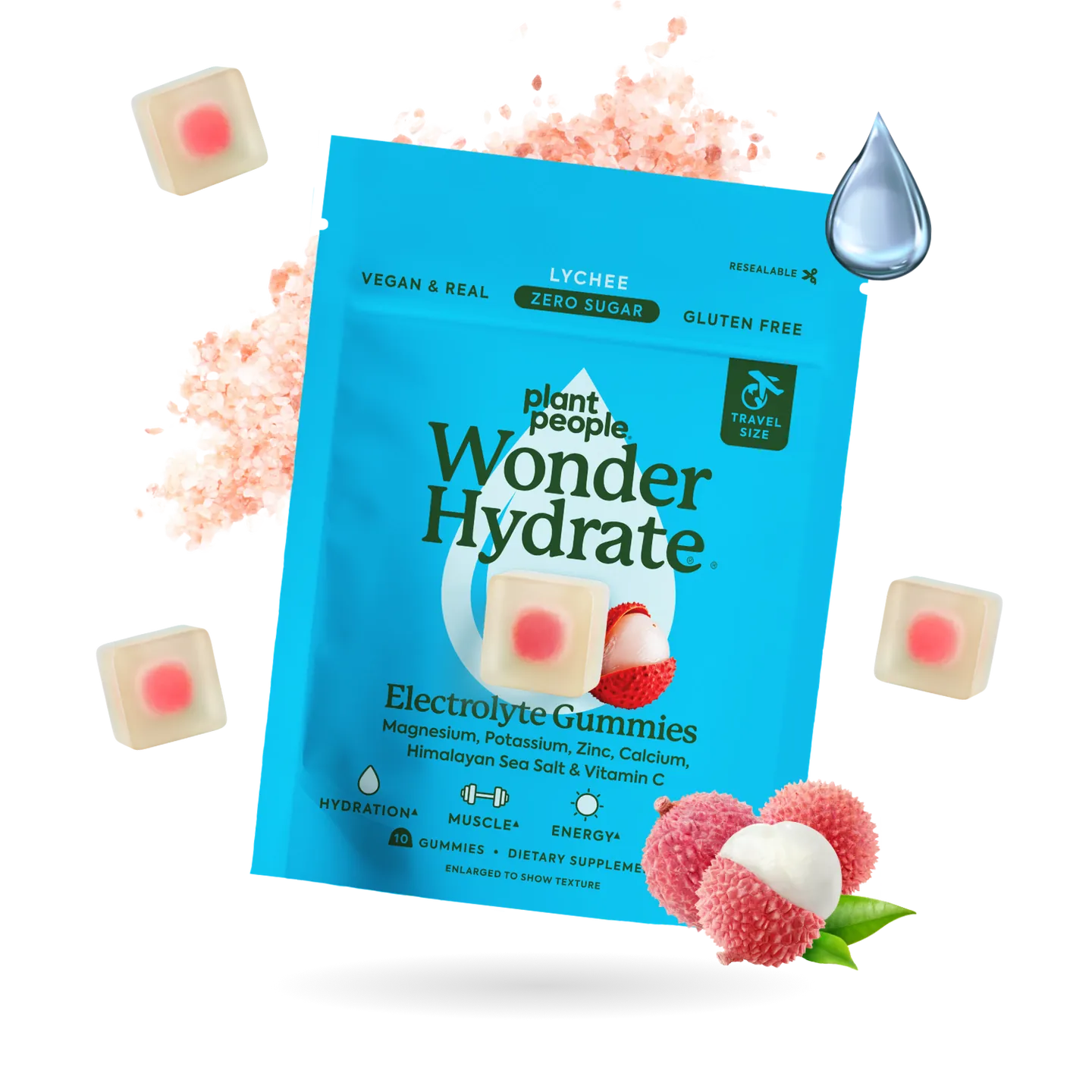 Plant People Wonder Hydrate Electrolyte Gummies - Lychee - 10ct - Nashua Nutrition