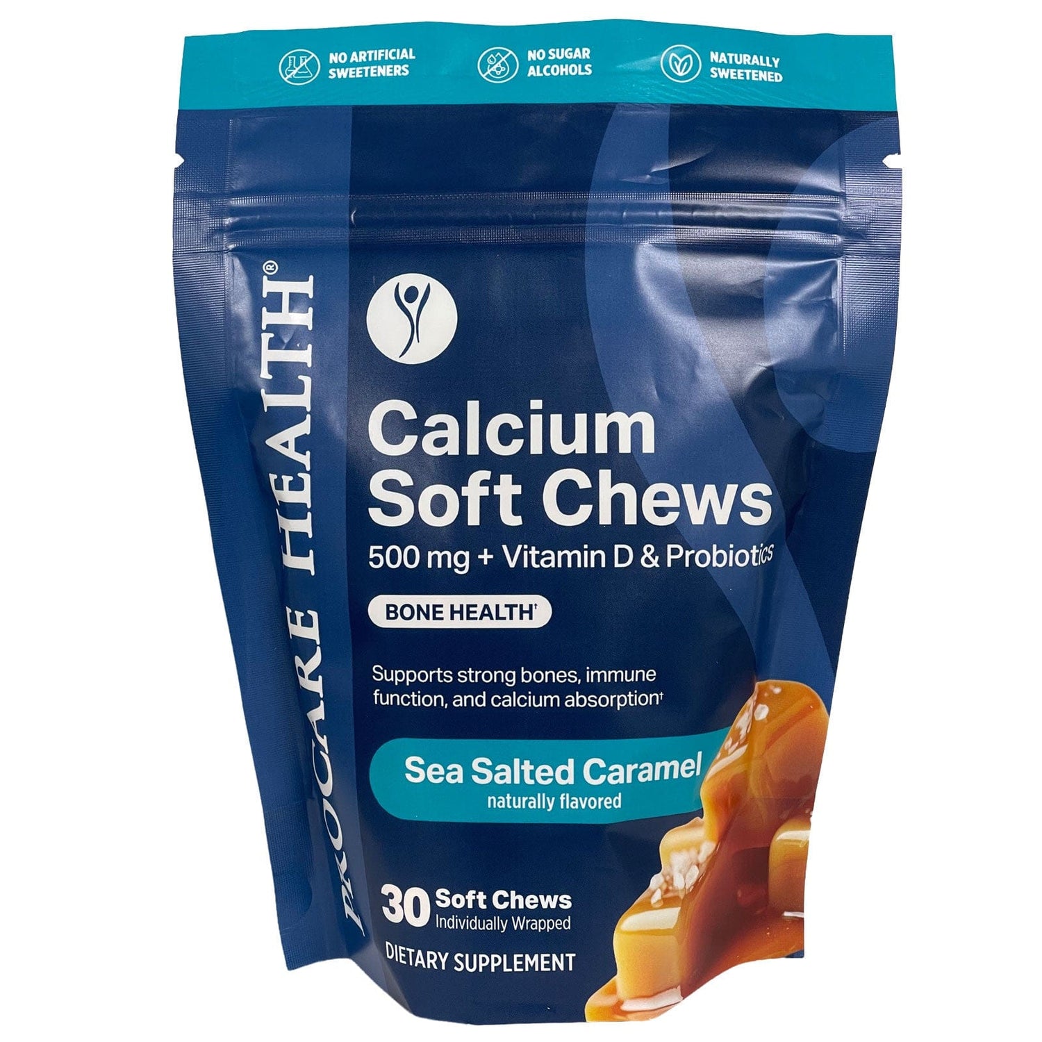 ProCare Health 500mg Calcium Chews - Sea Salted Caramel - 30 ct - Nashua Nutrition